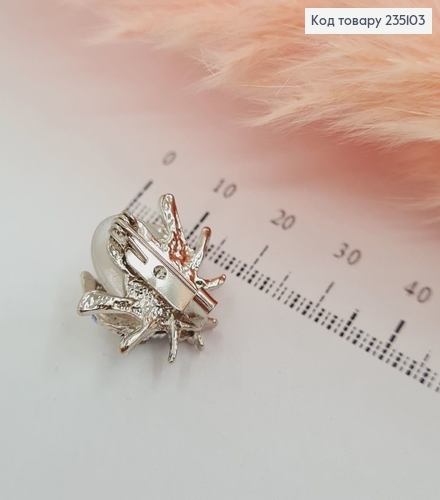 Брошь металл Божья коровка с прозрачным камнем и камнями 235103 фото 2