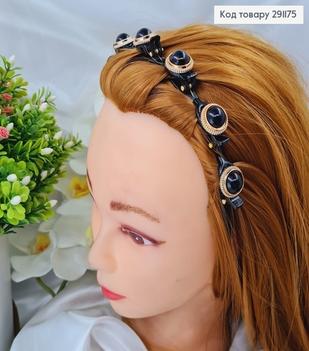 Обруч пластик с маленькими крабиками и жемчужинами черного цвета 291175 фото 2