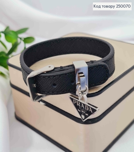 Браслет Эко Кожа, PRADA milano, 21см, серебряного цвета, сталь Stainless Steel 250070 фото 3