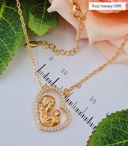 Цепочка якорное плетение 0,1см, с подвеской "Мама и ребенок", дл. 40+5см., Xuping 18K 121116 фото 2