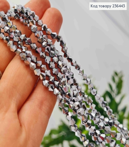 Бижутерия на шею из бусинок, 116см, цвета Серебряный-Металик, Hand Made 236443 фото 3