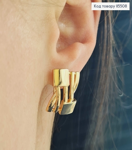 Сережки "Куба" 2см, англ. заст. Xuping 18K 115508 фото 2