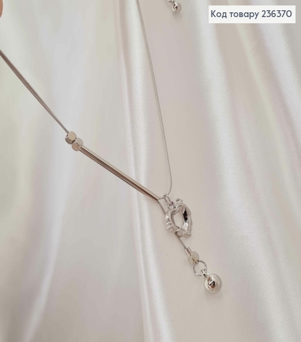Бижутерия на шею, Сердце с черным камнем + удлинитель, 45+8см, Fashion Jewelry 236370 фото 2
