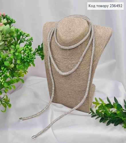 Біжутерія на шию Шнурок прикрас Стразами, 119см, Срібного кольору, Fashion Jewelry 236492 фото 3