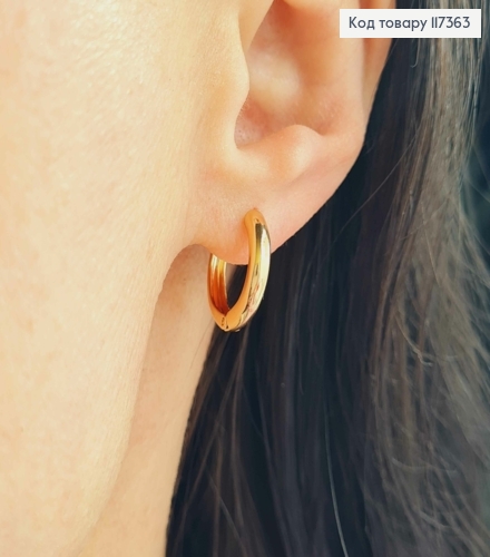 Сережки кільця, ширина 3мм, діаметр 1,5см, Xuping 18K 117363 фото 2