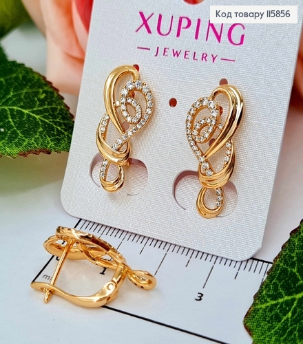 Сережки "Витоки" в камінцях, 2,5см, англ. заст Xuping 18К 115856 фото 2