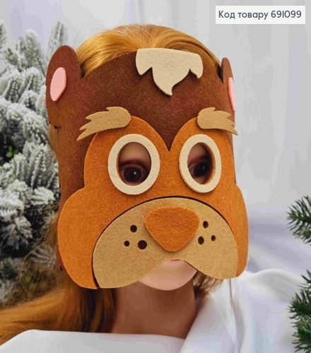 Новогодняя маска "МЕДВЕДЬ", 24*17см на резинке, фетр 691099 фото 2