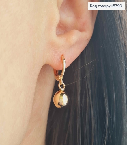 Серьги кольца 1см, С подвеской бусинкой 0,9см, Xuping 18K 115790 фото 2