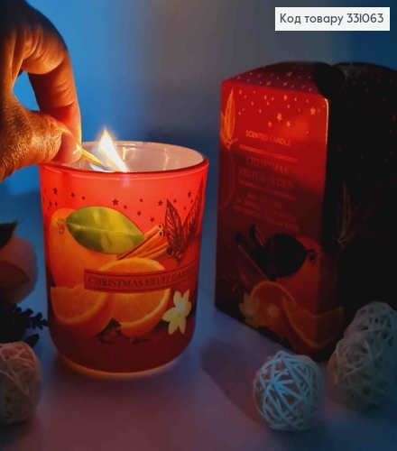Аромасвечка стакан CHRISTMAS FRUIT GARDEN (orange with spices & gentle vanilla), 150г/30год. 331063 фото 2