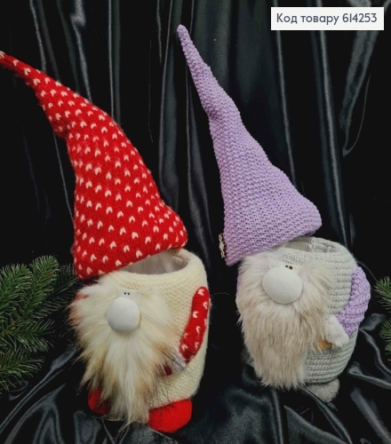 Коробка-ГНОМ, Красных/Сиреневых цветов в ассорт(коробка 16*12 см)(шапка 30-35см),ручная работа, Украина. 614253 фото 2