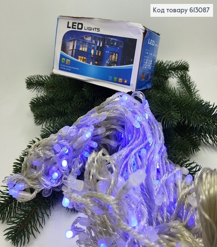 Гирлянда Водопад лампочка круглая белая проволока 3*2,8 320 LED голубая 613087 фото 2