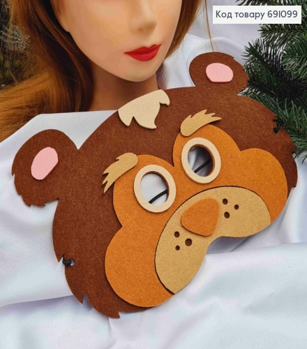 Новогодняя маска "МЕДВЕДЬ", 24*17см на резинке, фетр 691099 фото 3