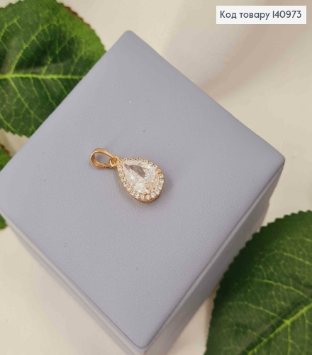 Кулон "Капелька" с Блестящим камнем в оправе из камней, 1,6см, Xuping 18K 140973 фото 2