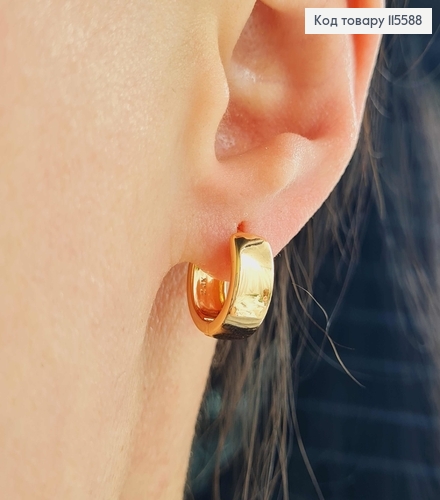 Серьги кольца ширина 5мм, диаметр 1,5см Xuping 18K 115588 фото 2