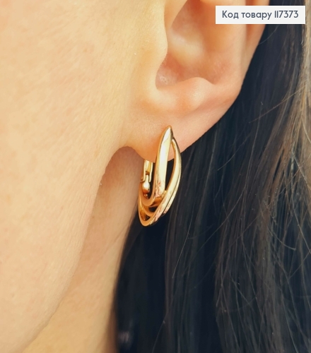 Сережки Овальні, довжина 2см, англ застібка, XUPING 18K 117373 фото 2