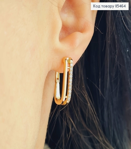 Сережки дуга з камінцями діам.1см, висот. 2см, англ. заст. Xuping 18K 115464 фото 2