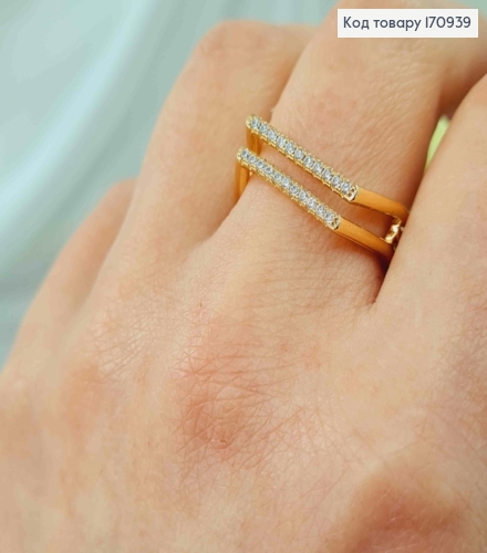 Кольцо, Геометрические линии, в камнях, Xuping 18K 170939 фото 3