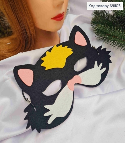 Новогодняя маска "КОТИК", 24*13см на резинке, фетр 691103 фото 2