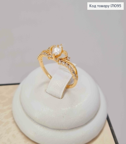 Кольцо "Королевский" украшено Блестящими камнями, Xuping 18К 171095 фото 4