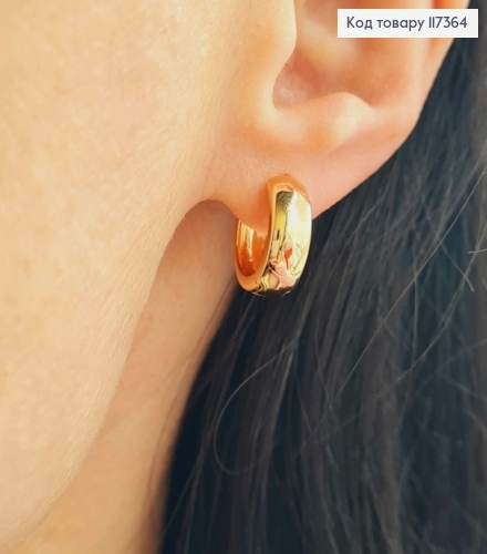 Сережки Кільця широкі, ширина 5мм, діаметр 1,4см, Xuping 18K 117364 фото 2
