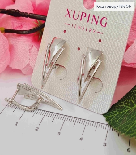 Серьги родованные "Коготь Тигра", 2,5см, английская застежка, Xuping 181606 фото 2