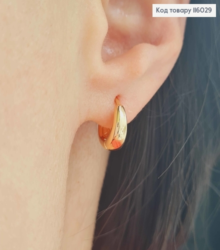 Сережки Кільця1см, видовжені до верху, Xuping 18K 116029 фото 2