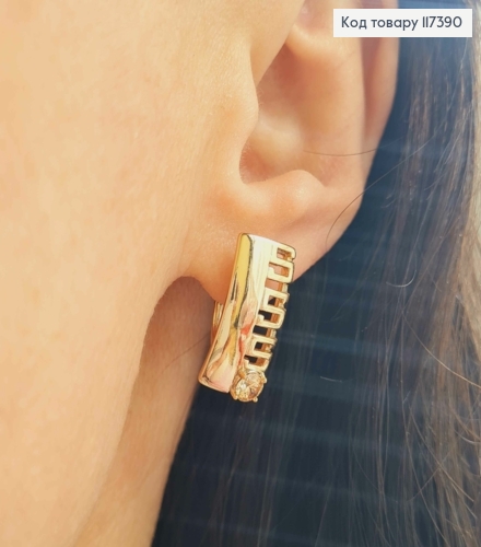 Сережки Прямокутна пластина з цифрами та камінцем, 1,9*0,9см, англ застібка, XUPING 18K 117390 фото 2